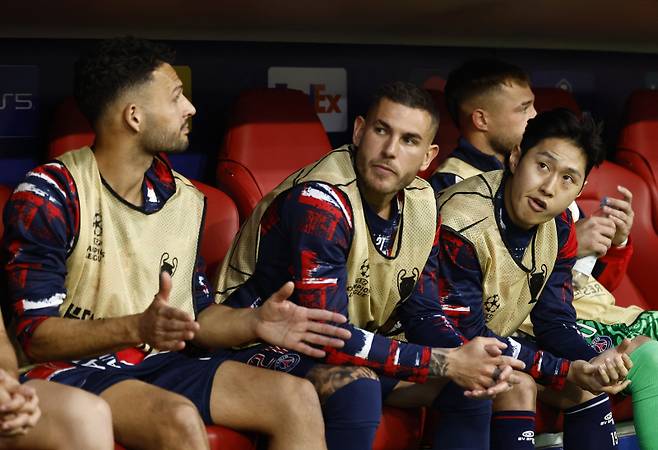 UCL 결승전에서 벤치에 앉은 이강인. 사진=로이터 연합뉴스