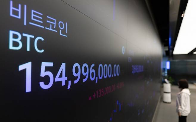 지난 23일 서울 강남구 업비트 전광판. 사진=뉴스1