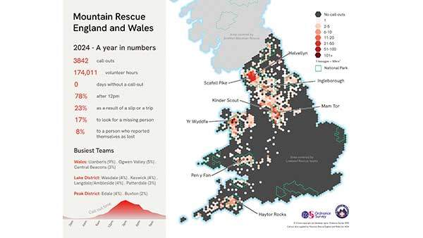 잉글랜드와 웨일스 산악구조대가 공개한 2024년 구조 현황. 이미지 MREW.