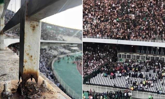 알제리 리그 경기 중 추락 사고 당시. /사진=X 갈무리