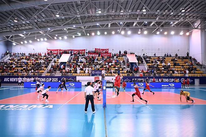 24일 바레인 마나마에서 열린 2025 아시아배구연맹(AVC) 네이션스컵 준결승 한국과 바레인의 경기 모습. /사진=아시아배구연맹(AVC) SNS 캡처
