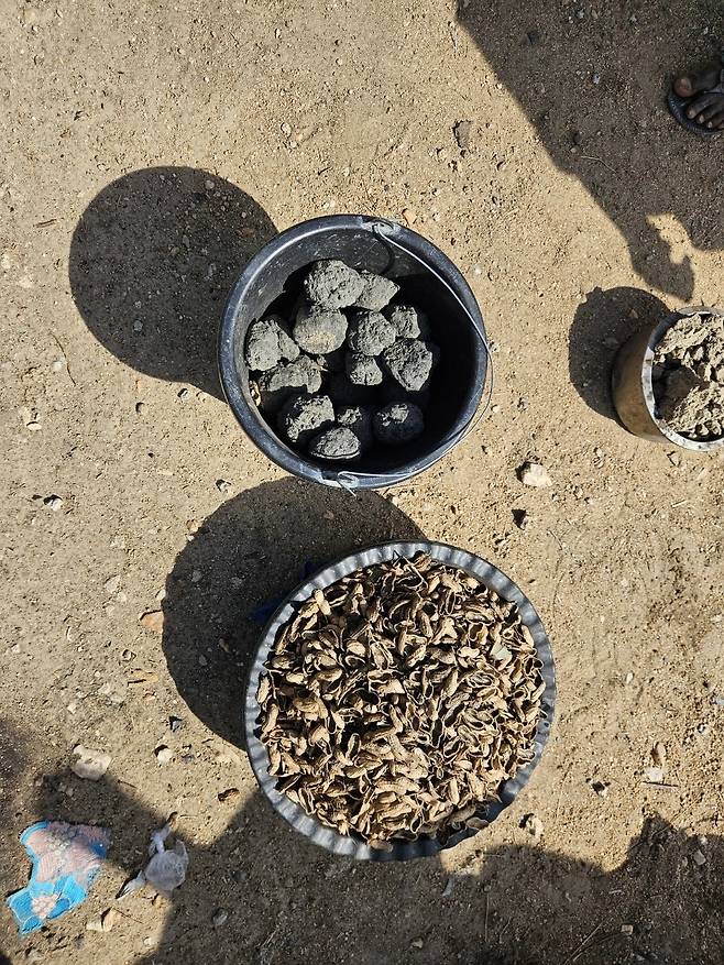 카메룬 미나와오 난민캠프에서 생산된 친환경 숯 (마요차나가<카메룬>=연합뉴스) 노재현 기자 = 지난 11일(현지시간) 카메룬 최북단주 마요차나가 지역에 있는 미나와오 난민캠프. 난민들이 만든 친환경 숯. 2025.6.24 nojae@yna.co.kr