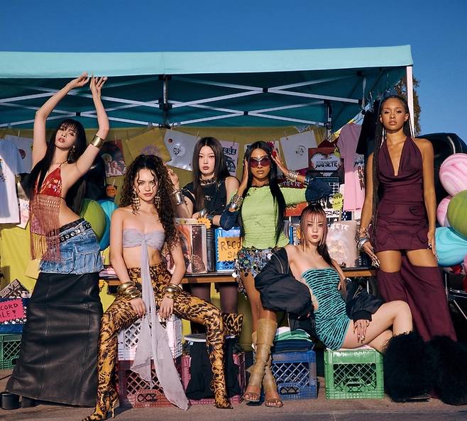 캣츠아이 소피아, 다니엘라, 윤채, 라라, 메간, 마농(왼쪽부터). 사진 | 하이브 X 게펜 레코드