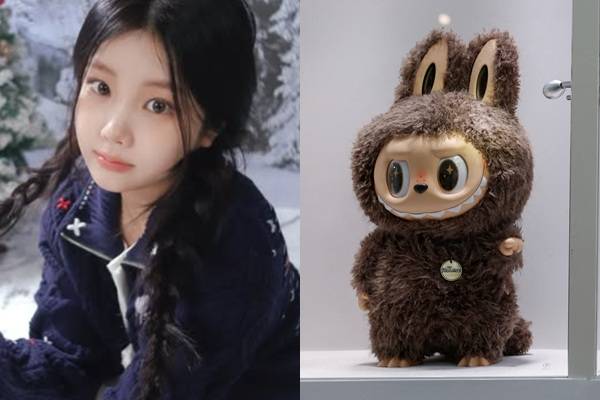 그룹 아일릿 멤버 원희가 사기 피해를 고백했다. 사진은 아일릿 멤버 원희(왼쪽)와 중국 캐릭터 인형 라부부(오른쪽). /사진=아일릿 공식 인스타그램, 로이터