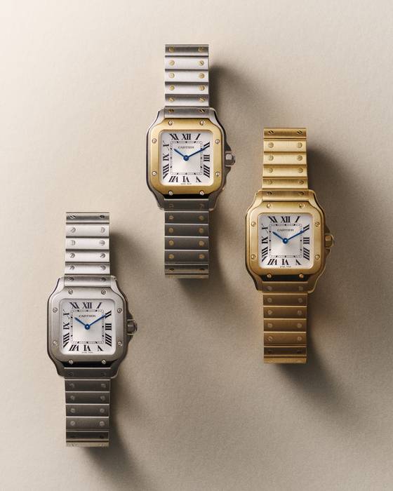 스틸과 옐로 골드, 이 두 소재를 함께 사용한 콤비 스타 일까지 다양한 버전으로 출시된다. © Cartier © Valentin Abad 사진 까르띠에