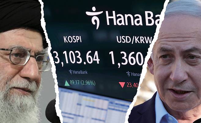 이란과 이스라엘의 무력 충돌이 소강 국면에 접어들면서 지정학적 불확실성이 완화되자, 코스피가 3000선을 돌파했다. ⓒ시사저널 박정훈·EPA 연합·AP 연합