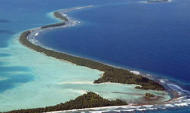 남태평양 섬나라 투발루의 최대 섬인 푸나푸티 섬의 모습. AFP연합뉴스