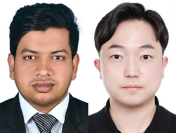 영남대 대학원 약학과 이슬람소야브(Soyaab Islam, 왼쪽) 석·박사통합과정 학생과 박건웅 박사과정 학생.