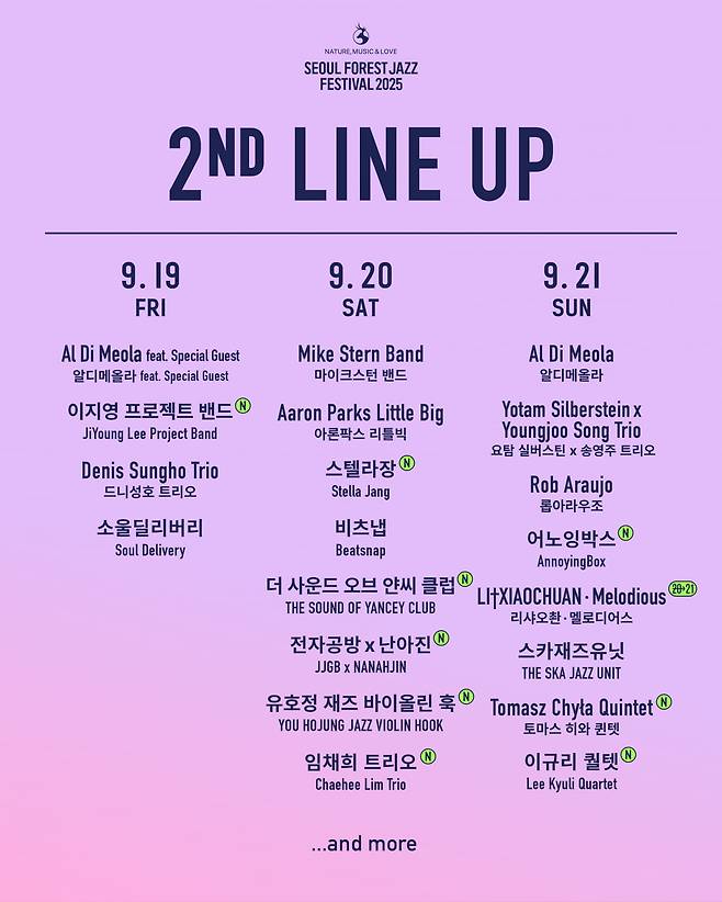 '서울숲재즈페스티벌 2025' 2차 라인업
