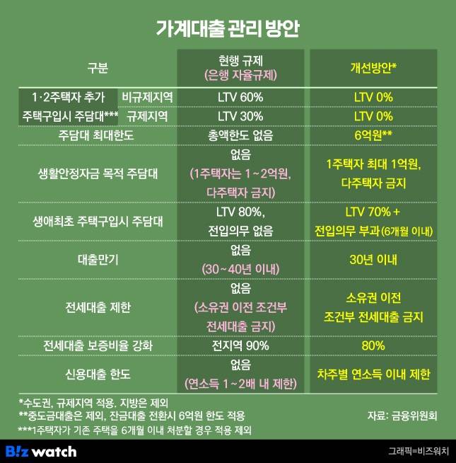 6·27 가계대출 관리방안/그래픽=비즈워치