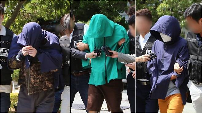 '태국 파타야 드럼통 살인사건'의 피의자들이 구속영장실질심사를 받으러 가는 모습. 이세령 기자