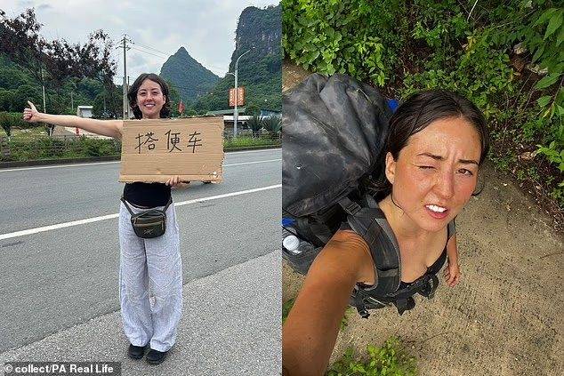히치하이킹으로 세계여행 중이라고 주장하는 캐나다 20대 여성 코트니 앨런. 데일리메일, 뉴시스