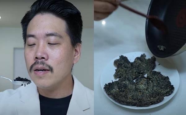 유튜버 ‘헌터퐝’이 러브버그를 이용해 다양한 요리와 먹방을 선보였다. 오른쪽은 러브버그 전./사진=유튜브 채널 ‘헌터퐝’ 캡처