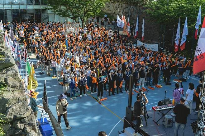 네오플 노조의 파업에는 제주와 서울 조합원을 합쳐 850여 명이 참여했다. 이는 전체 조합원의 80%에 육박하고, 전체 게임 개발 관련 부서의 3분의 2에 해당한다. 사진 네오플 노동조합 제공