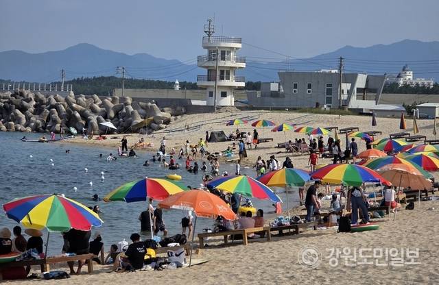 ▲ 7월 첫 주말인 지난 5일 강릉 사천진 해수욕장에 피서객들이 몰려 해수욕을 즐기고 있다.황선우 기자