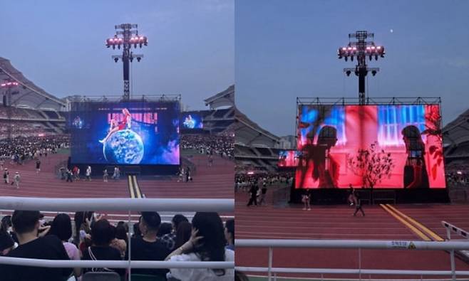 5일 고양종합운동장에서 열린 블랙핑크 월드투어 'DEADLINE 콘서트 N3 구역 좌석에 대형 스크린 구조물이 설치돼 무대 공연을 볼 수 없었다는 지적이 제기됐다. SNS 갈무리