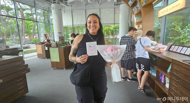 5일 서울 종로구 청와대 사랑채에서 열린 'K-드라마, 러브 챕터'행사에 참석한 호주의 인플루언서 케일라. / 사진 = 오진영 기자