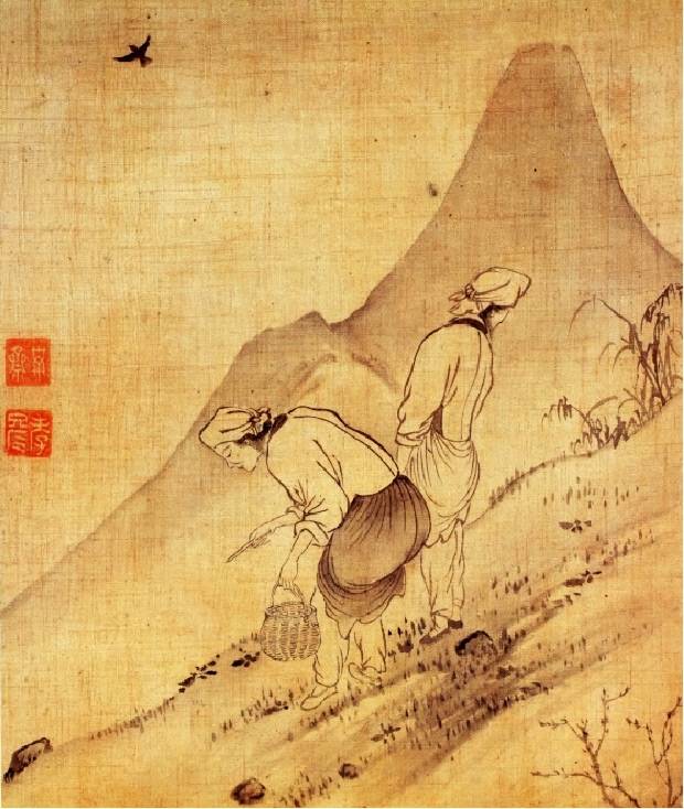 공재 윤두서의 ‘나물 캐기(採艾圖)’, 17세기 말~18세기 초.