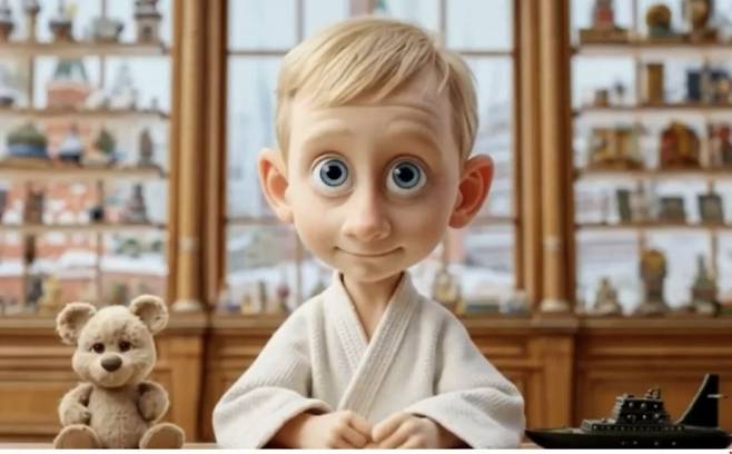 러시아에서 최근 공개된 ‘샌드핏’ 애니메이션에서 블라디미르 푸틴 대통령은 온화하고 눈이 맑고 크며 유도복을 입고 있는 모습으로 그려졌다. 텔레그램