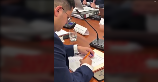 회의 중 그림을 그리고 있는 장면이 포착된 도미니케 세라노 의원. 라 퀸타 파타 틱톡 캡처