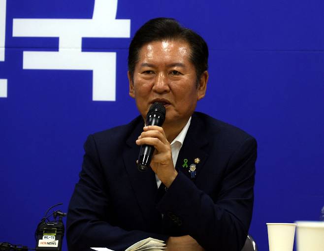 10일 청주 찾은 정청래 의원/사진=연합뉴스