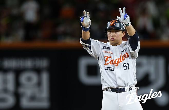 ▲ 팀 전반기 마지막 승리를 책임진 문현빈 ⓒ한화이글스