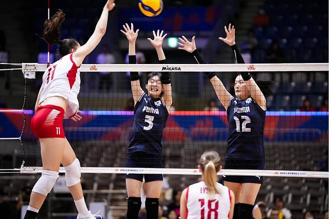 지난 9일 일본 지바에서 열린 2025 국제배구연맹(FIVB) 발리볼네이션스리그(VNL) 대한민국과 폴란드 경기 모습. /사진=FIVB 제공