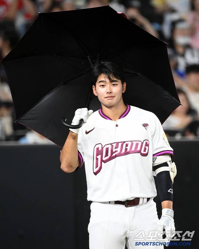 11일 대전 한화생명볼파크에서 열린 2025 KBO 퓨처스리그 올스타전, 7회말 북부올스타 고양 심휘윤이 퍼포먼스를 선보이고 있다. 대전=허상욱 기자wook@sportschosun.com/2025.07.11/