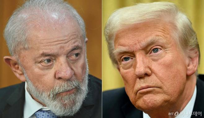 (워싱턴 AFP=뉴스1) 강민경 기자 = 루이스 이나시우 룰라 다시우바 브라질 대통령(왼쪽)과 도널드 트럼프 미국 대통령의 모습. 2025.2.10 ⓒ AFP=뉴스1 Copyright (C) 뉴스1. All rights reserved. 무단 전재 및 재배포, AI학습 이용 금지. /사진=(워싱턴 AFP=뉴스1) 강민경 기자