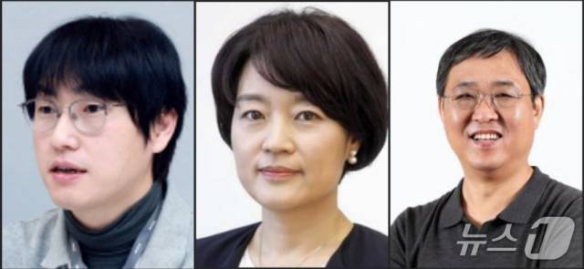 (왼쪽부터) 하정우 대통령실 AI미래기획수석, 한성숙 중소벤처기업부 장관 후보자, 최휘영 문화체육관광부 장관 후보자. 뉴스1