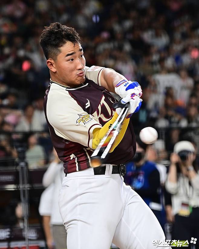 11일 오후 대전 한화생명 볼파크에서 열린 2025 신한 SOL Bank KBO 올스타전 홈런더비, KT 안현민이 타격하고 있다. 엑스포츠뉴스 대전, 박지영 기자