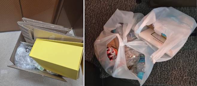 강선우 여성가족부 장관 후보자가 보좌진에게 분리수거를 시킨 것으로 전해진 쓰레기 사진. /SBS 뉴스8 캡처