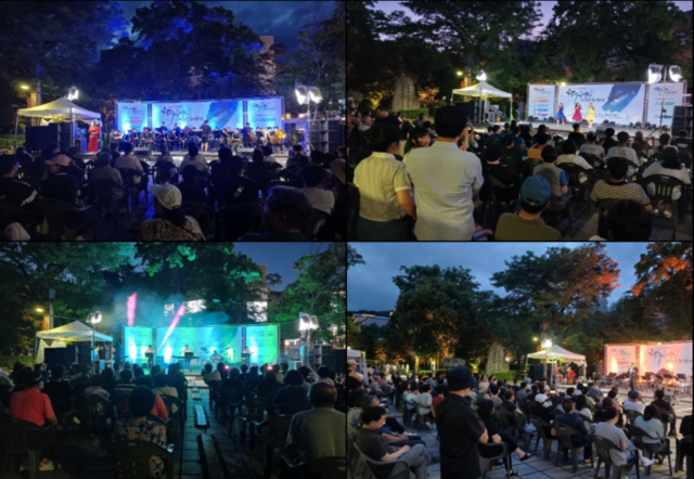 ▲ 한국예술문화단체총연합회 태백지회(회장 박동수)가 주최·주관하는 ‘제17회 한여름밤의 예술문화향연’이 오는 18일부터 19일까지 2일간 황지연못 야외무대 일원에서 열려 국악·문학·미술·사진·음악·연극 등 다양한 예술 장르의 공연·체험 프로그램이 펼쳐진다. 지난해 한여름밤의 예술문화향연 모습.