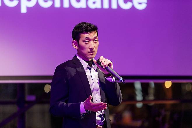 박지성 와튼스쿨 교수가 기후변화에 대해 강연하고 있는 모습. 본인 제공