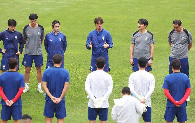 일본전 앞둔 홍명보 감독. 연합뉴스