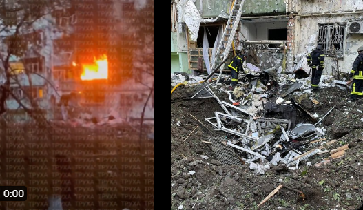 지난 11일(현지시간) 밤 러시아군이 우크라이나 서부 체르니우치를 폭격하면서 최소 2명이 사망하고 주거용 건물이 부서지는 등 피해가 발생했다. 엑스 캡처