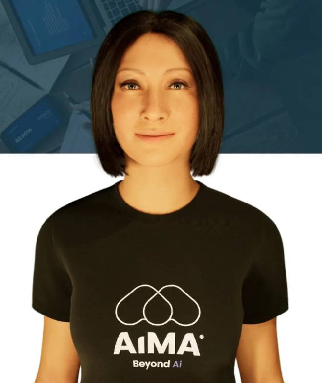 디지털휴먼코퍼레이션(DHC)의 인공지능 활용 디지털 휴먼 ‘AiMA’ 프로토타입. 노인이나 외로운 사람들의 표정을 읽어내 감정을 살피며 대화할 수 있다. DHC 제공