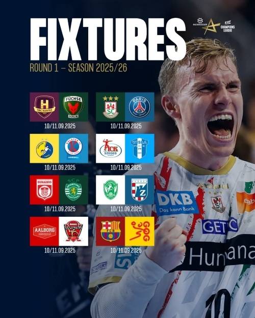 사진 2025/26시즌 남자 EHF 챔피언스리그 1라운드 매치, 사진 출처=유럽핸드볼연맹