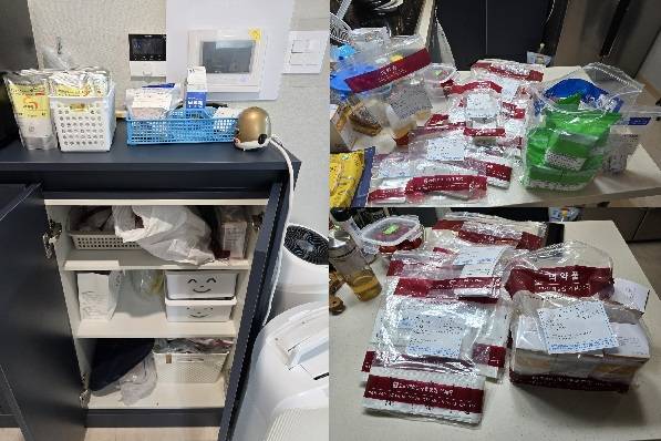 발작을 어떤 약으로 가라앉히는지도 묻자, 지현 씨는 약으로 가득 찬 서랍장과 식탁 한켠에 빼곡히 쌓인 약봉지를 보여줬다. /사진=정준엽 기자