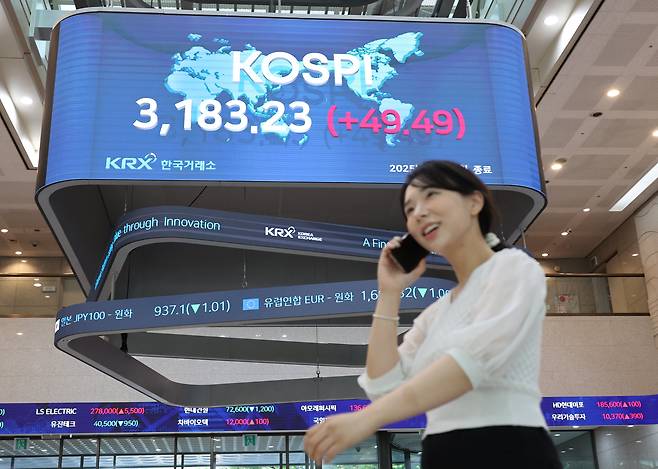 지난 10일 서울 여의도 한국거래소 전광판에 코스피지수가 표시돼 있다. /연합뉴스
