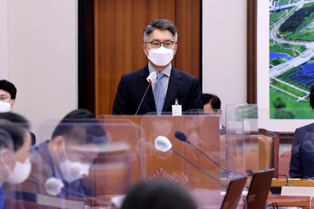 2021년 국회 국정감사에 출석한 류긍선 카카오모빌리티 대표. 공동취재사진