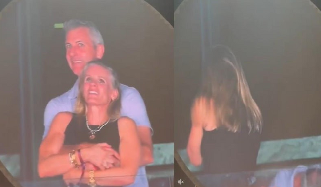 온라인에서 화제가 되고 있는 콜드플레이 콘서트 전광판 영상. 틱톡 캡처