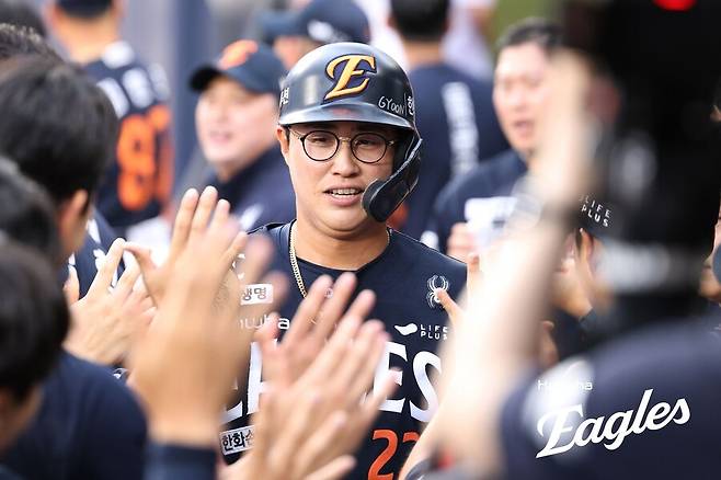 ▲ 한화 이글스 주장 채은성. 채은성은 18일 수원 kt전에서 첫 타석 볼넷으로 선취점을 기록하고, 적시타와 홈런으로 3타점을 올렸다. ⓒ 한화 이글스