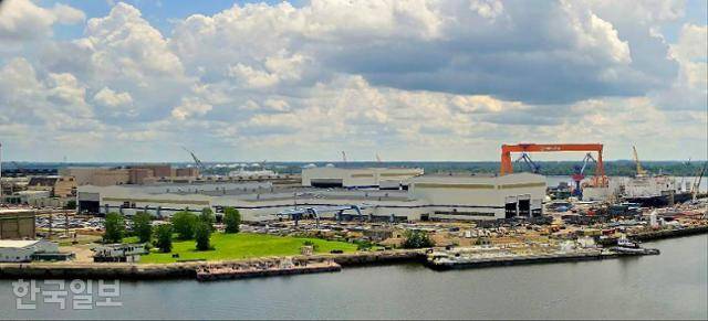 16일 미국 펜실베이니아주 필라델피아에 있는 한화 필리조선소(한화필리십야드)의 전경. 필라델피아=권경성 특파원