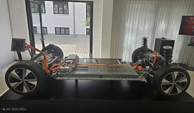 더 뉴 CLA에 탑재된 배터리 셀 구조. 코펜하겐=서재근 기자