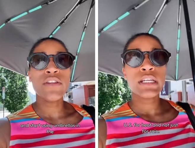 틱톡 사용자 앰버 퍼거슨은 영상에서 양산의 효과를 극찬했다. 틱톡 캡처