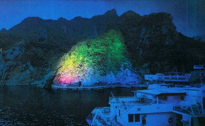 울릉도 도동항 미디어파사드 설치 투사범위. /울릉군 제공