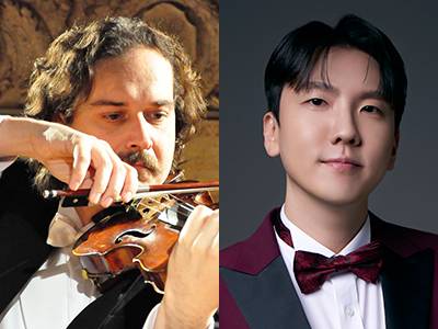 바이올리니스트 길 데 갈베즈, 하모니시스트 이윤석. /대구콘서트하우스 제공