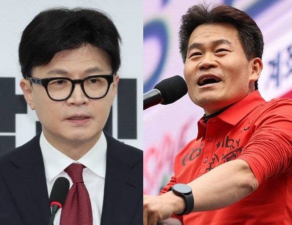 한동훈 전 국민의힘 대표(왼쪽), 전한길 한국사 강사.(사진=연합뉴스)