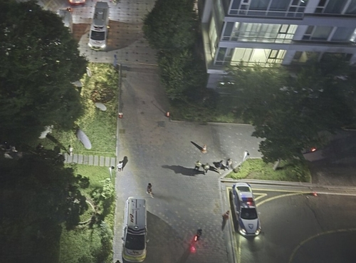 총기 사고가 발생한 20일 밤 인천 연수구 송도국제도시의 한 아파트 모습. 사진=독자제공